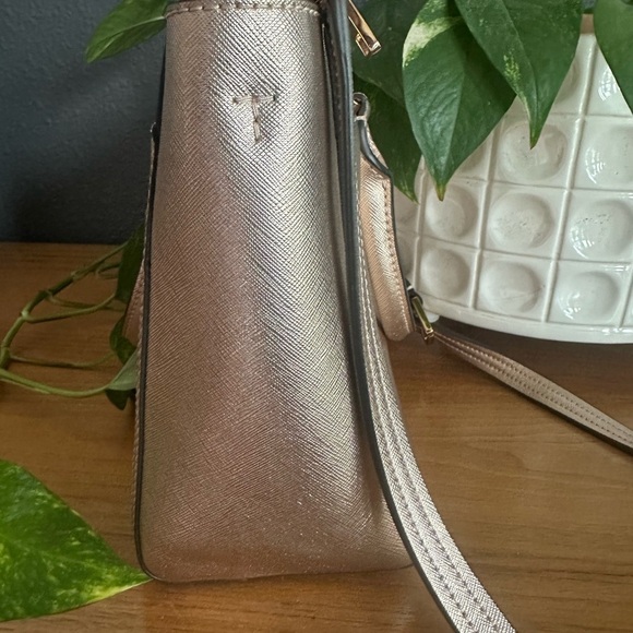 Tory Burch Robinson Small Double-Zip Tote Rose Gold Handbag - Picture 14 of 15